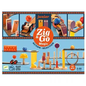 Comparateur de prix : Construction de parcours Zig & go junior Magic 43 pcs Djeco