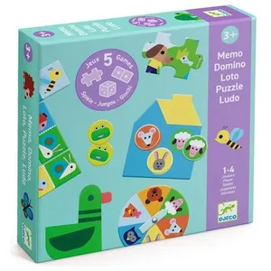 Djeco JEUX  EDUCATIFS - MÉMOS, LOTOS, DOMINOS : À la ferme - 5 JEUX pas cher
