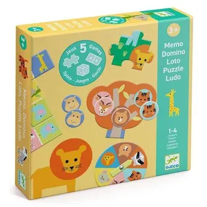 Djeco JEUX  EDUCATIFS - MÉMOS, LOTOS, DOMINOS : Animaux sauvages - 5 JEUX pas cher