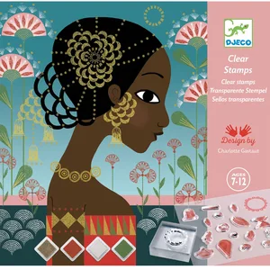 Djeco DESIGN BY- Sellos Motivos y atuendos Collection de Timbres, 38967, Multicolore pas cher