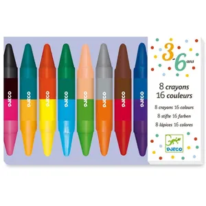 Djeco 8 Crayons Doubles 16 couleurs pas cher