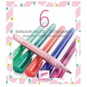 Comparateur de prix : Pack de 6 marqueurs pailletés Djeco