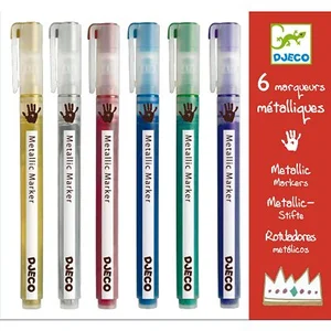 Comparateur de prix : Boîte 6 marqueurs métalliques Djeco