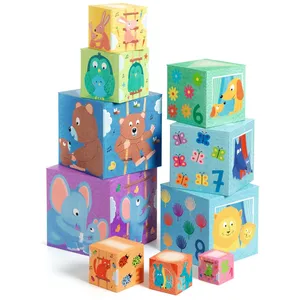 Comparateur de prix : Cubes à empiler Arc en Ciel - DJECO - DJ08510 - Jouet d'éveil pour enfants de 12 mois et plus