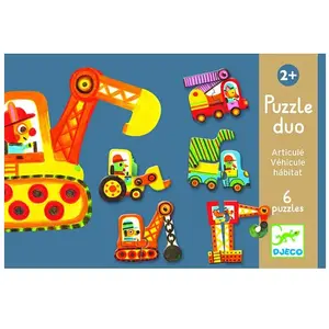 ISBN Puzzle duo articulo véhicules - djeco pas cher