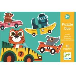 Djeco - Puzzle Duo Bolides Multicolore taille unique pas cher