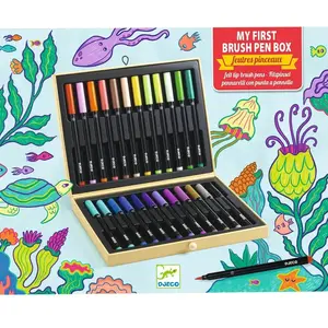 Comparateur de prix : Dessin et coloriage enfant Djeco Coffret feutres pinceaux 24 pièces