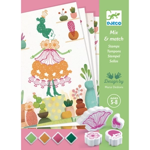 Comparateur de prix : Djeco DJ08741 Tampons Mix and Match Flower Girls Stamp Set