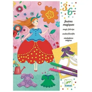Comparateur de prix : Coloriage feutres magiques - Les jolies robes de Marie - Djeco