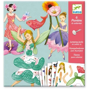 Comparateur de prix : Kit créatif Djeco 6 pantins à colorier Fées