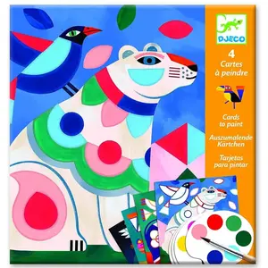 Djeco - Cartes à peindre Le bestiaire - Set de 4 Multicolore taille unique