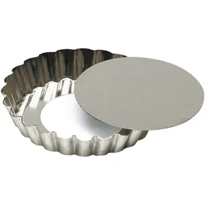 Moule à quiche cannelé à fond amovible 12(Ø)cm - Bron Coucke - Inox pas cher