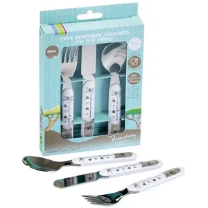 Thermobaby Thermobaby Coffret 'mes Premiers Couverts' Set Fourchette Couteau Cuillere Inox Savane pas cher
