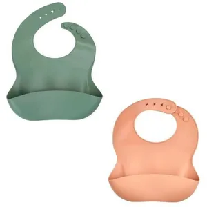 THERMOBABY Lot De 2 Bavoirs Silicone 1 Vert Cactus + 1 Peche pas cher