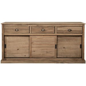 Buffet 3 portes + 3 tiroirs ALONG en pin massif finition aspect teck c... pas cher