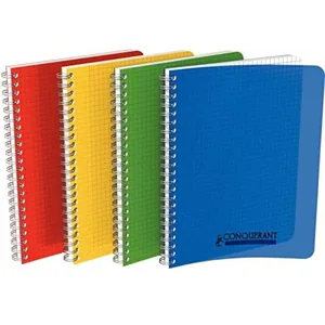 Conquérant Cahier Classique 17 x 22 cm Petits Carreaux 5 mm 100 Pages Reliure Intégrale Couverture Polypro Coloris Assortis pas cher