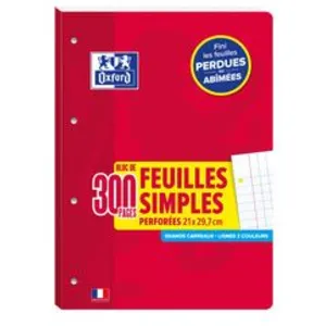 Oxford Bloc de feuilles simples perforées, A4, seyès pas cher