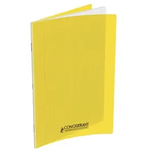CONQUERANT Cahier Classique 24x32cm Grands Carreaux Seyès 140 Pages Agrafées Couverture Polypro Jaune pas cher