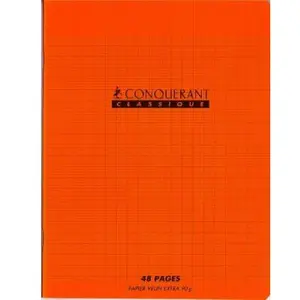 1 cahier 17x22 - 48 pages - grands carreaux séyès - polypro orange conquârant sept 100105471