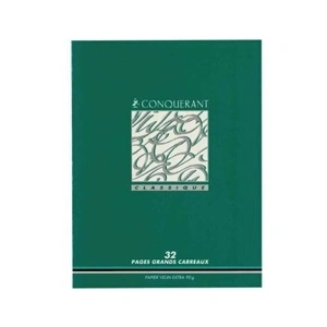 Conquerant Conquérant 92027 Cahier Classique Piqûre Usage Scolaire Couverture Vernie Carte Couchée A4 Papier Vert