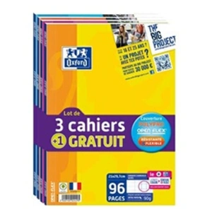 Comparateur de prix : Oxford OpenFlex Lot de 4 Cahiers 96 pages Seyès A4 Couleurs Assortis