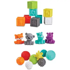 Comparateur de prix : Set sensoriel 20 pièces balles, cubes et animaux Infantino