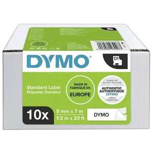 DYMO Pack de 10 Rubans D1 Standard - blanc/noir 9 mm - 7 m pas cher