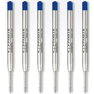 Comparateur de prix : PARKER 6 recharges Quinkflow pour Stylo bille - pointe moyenne - Bleue...