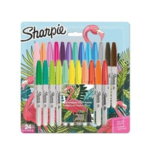 Sharpie 24 Marqueurs permanents, Flamingo & assortiment original, pointe fine pas cher