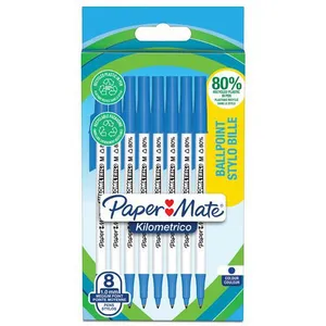 Comparateur de prix : Paper Mate Lot de 8 stylos à bille Kilometrico pointe moyenne et encre Bleu