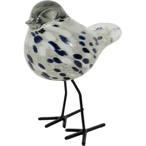 COTE TABLE Oiseau décoratif Blanc Verre 12x7x15cm