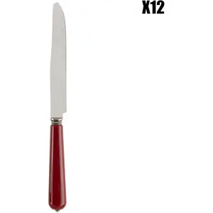 Côté Table - 12 Couteaux Lucie rouges  - 24x1.5x2 cm T.U