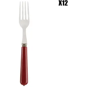 Côté Table - 12 Fourchettes Lucie rouges - 21.5x2.5x2.5 cm T.U