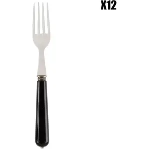 Côté Table - 12 Fourchettes Lucie noires  - 21.5x2.5x2.5 cm T.U