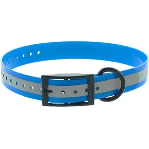 CANIHUNT Collier X-TREME Polyuréthane Réfléchissant 2.5 x 0.25 x 65 cm Boucle Double Bleu pas cher