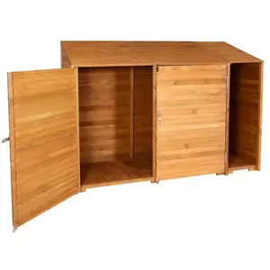 DÉCOSHOP26 Abri de jardin armoire à outils vélo bûches rangement divers en bois teinté 180x250x93 cm couleur naturelle pas cher