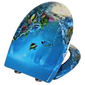 Comparateur de prix : Helloshop26 Abattant WC siège de toilette en plastique thermodurcissable charnières en acier inoxydable design déco 19_0000687