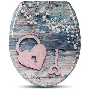 HELLOSHOP26 Abattant WC siège de toilette avec clé de coeur d'abaissement automatique 19_0000733 pas cher