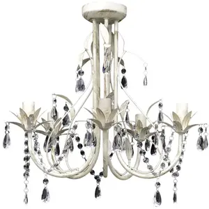 Comparateur de prix : HELLOSHOP26 Lustre plafonnier suspendu lampe antique cristal 42,5 cm blanc