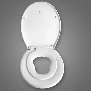Helloshop26 Couvercle de WC famille avec siège d'enfant abattant WC en plastique avec abaissement automatique blanc 19_0000682 pas cher