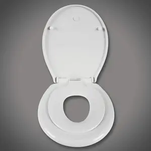 Comparateur de prix : Helloshop26 Abattant WC siège de toilette pour enfant familial siège de toilette à fermeture douce blanc 19_0000680