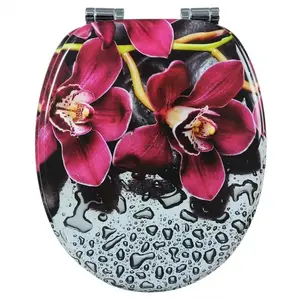 Comparateur de prix : Helloshop26 - Abattant wc siège de toilette en mdf avec fermeture amortie joli rouge