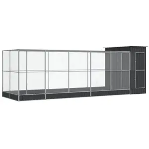Helloshop26 Volière cage à oiseaux avec extension argenté 623 x 203 x 216 cm acier Argent 02_0045658Vendu parrue-du-commerce