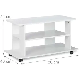 Helloshop26 Copie de Meuble TV 2 compartiments console table sur roulettes 80 cm blanc pas cher
