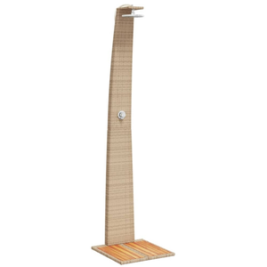HELLOSHOP26 Douche d'extérieur beige 55 x 60 x 224 cm résine tressée bois acacia b... pas cher