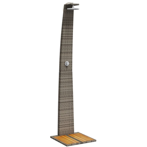 Helloshop26 Douche d'extérieur 55 x 60 x 224 cm résine tressée bois acacia gris pas cher