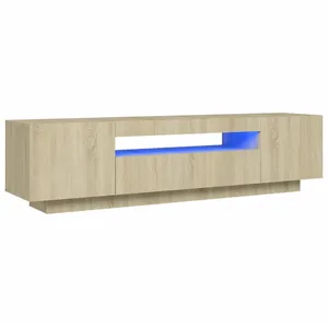 Comparateur de prix : Helloshop26 Meuble tv multimédia étagère télévision buffet téléviseur salle à manger salon chambre avec lumières led chêne sonoma 160 x 35 x 40 cm brun 02_0026763