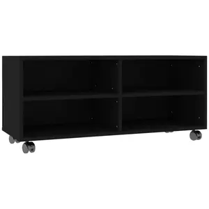 HELLOSHOP26 Meuble tv multimédia étagère télévision buffet téléviseur salle à manger salon chambre avec roulettes 90 x 35 x 35 cm bois d'ingénierie noir