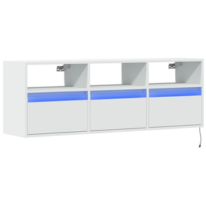Comparateur de prix : Helloshop26 Meuble tv multimédia étagère télévision buffet téléviseur salle à manger salon chambre mural avec lumières led 130 x 31 x 45 cm blanc 02_0027856