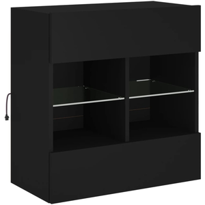 HELLOSHOP26 Meuble tv multimédia étagère télévision buffet téléviseur salle à manger salon chambre mural avec lumières led 58,5 x 30 x 60,5 cm noir 02_0027897 pas cher
